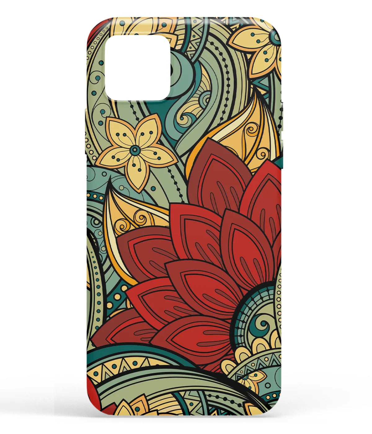 A front-on view of soft silicone phone case with a colorful design.