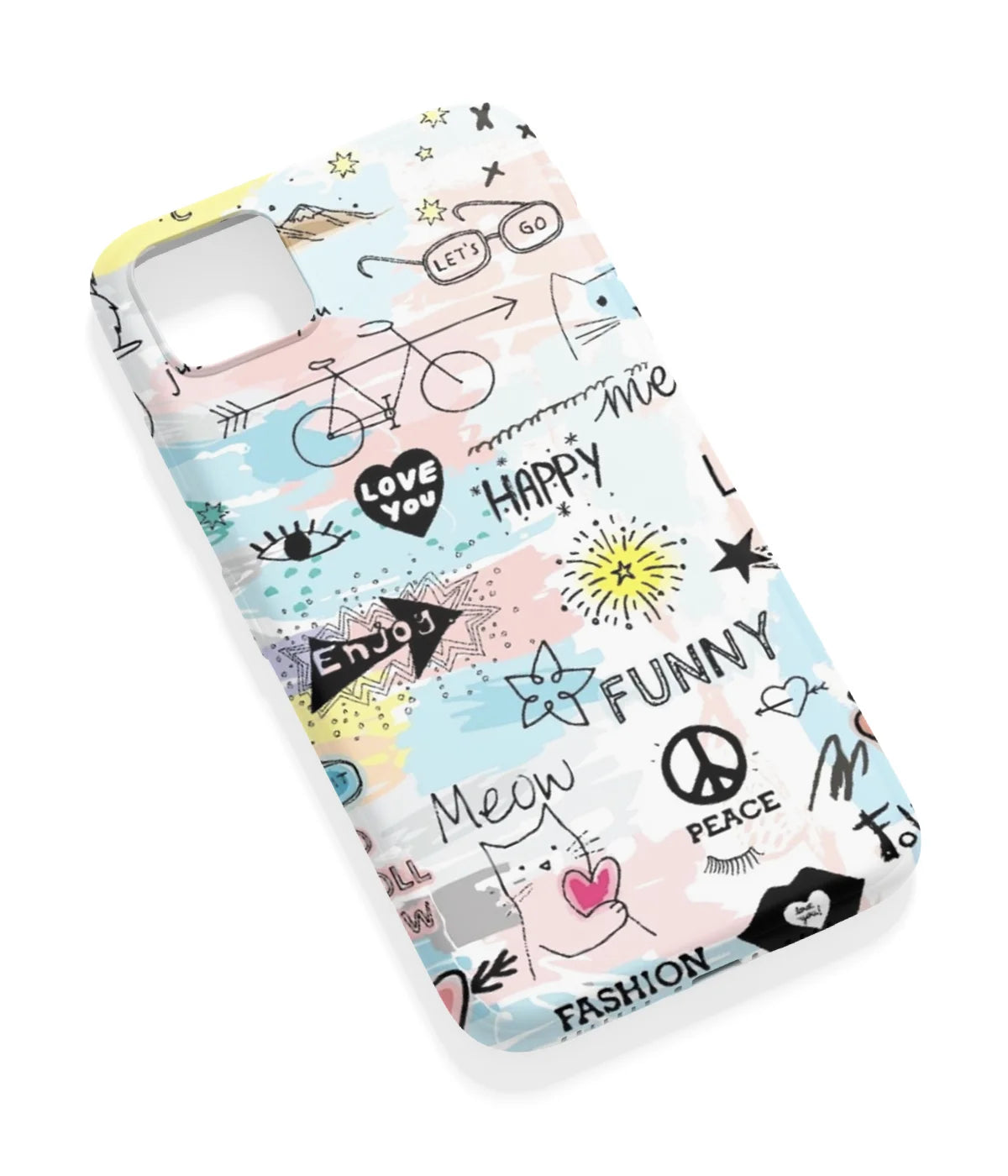 An angled view of a soft silicone case featuring a vibrant design.