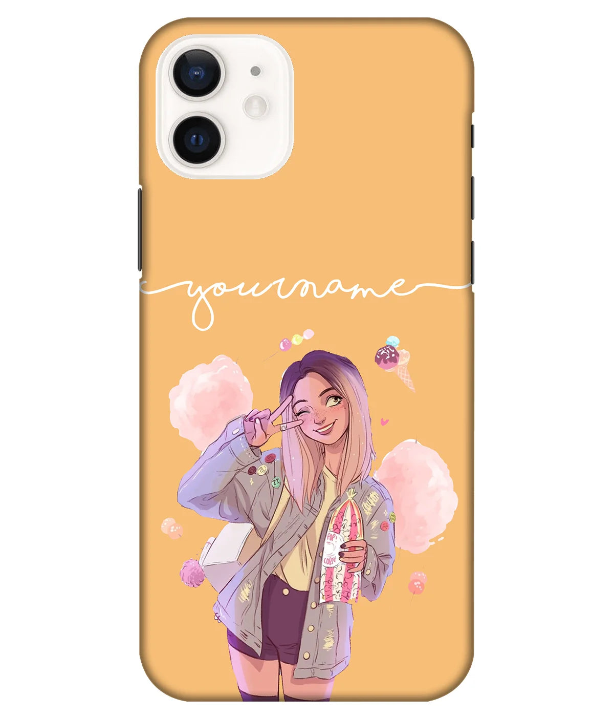 A product shot of a slim hard case with a customizable name.