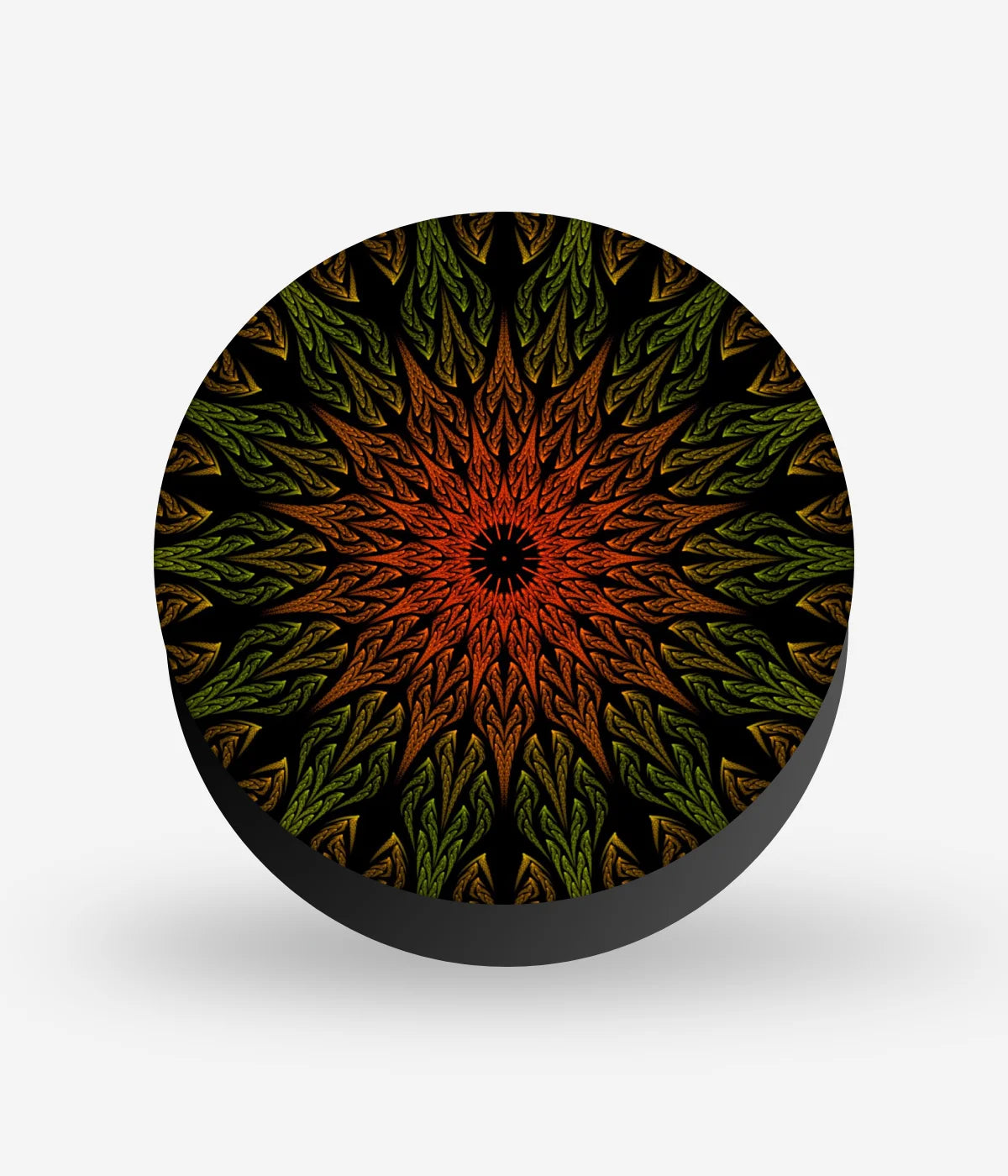Mobile phone grip with a colorful design on a white background