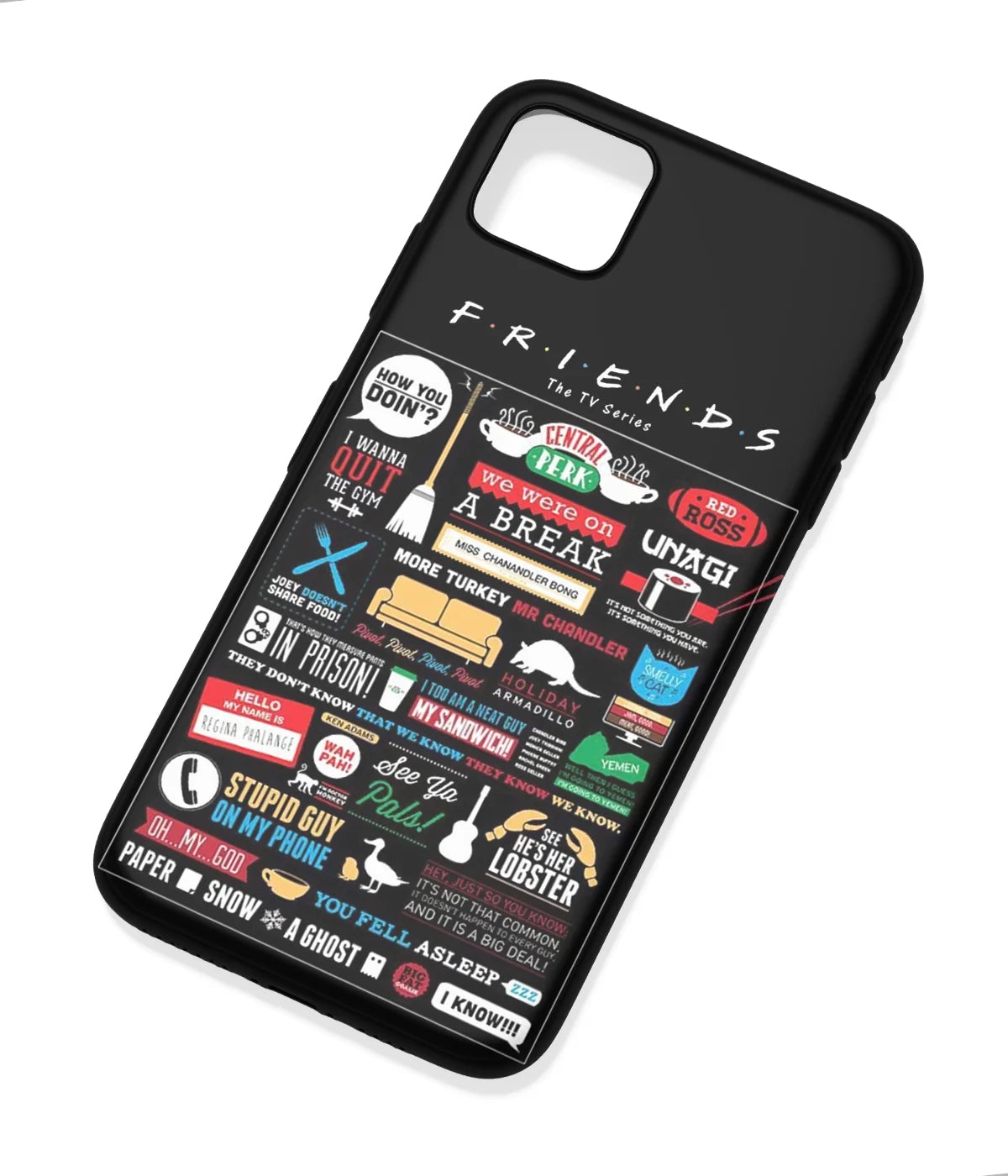 An angled view of a soft silicone case featuring a colorful design.