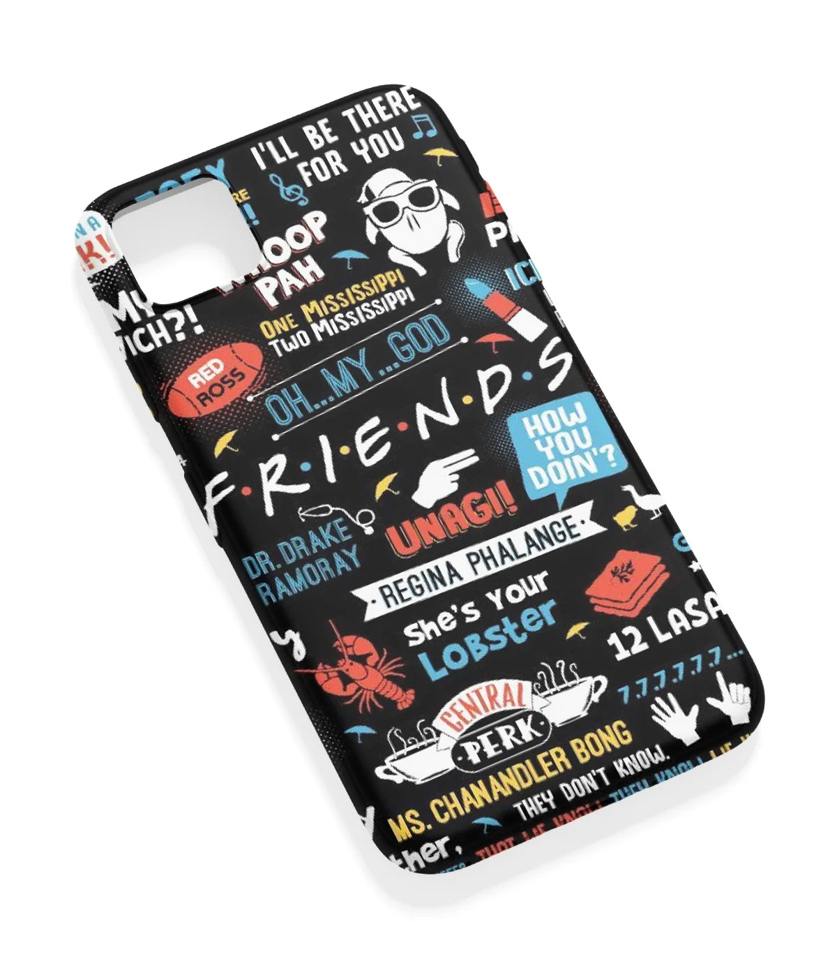 An angled view of a soft silicone case featuring a vibrant design.
