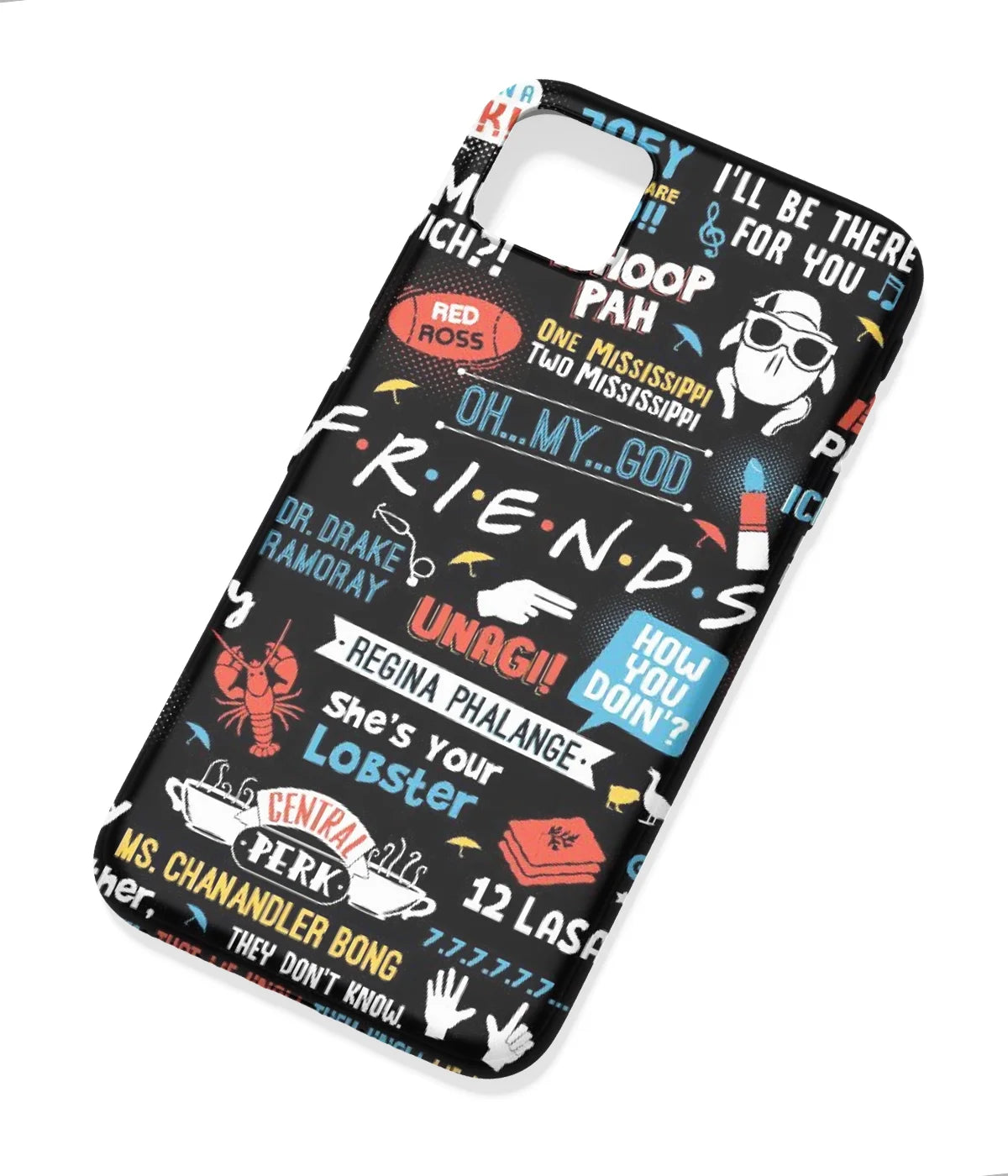 An angled view of a soft silicone case featuring a colorful design.