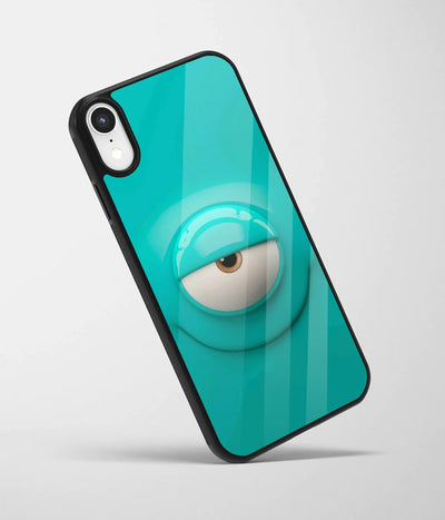 An angled view of a glass phone case featuring a vibrant design.