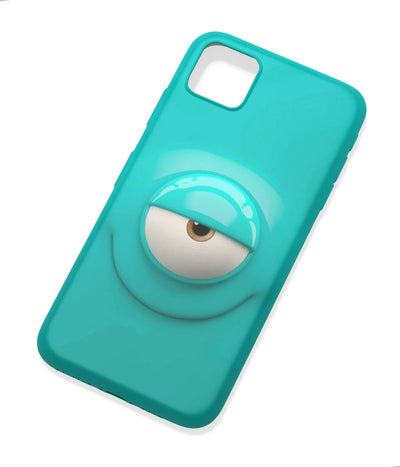 An angled view of a soft silicone case featuring a colorful design.