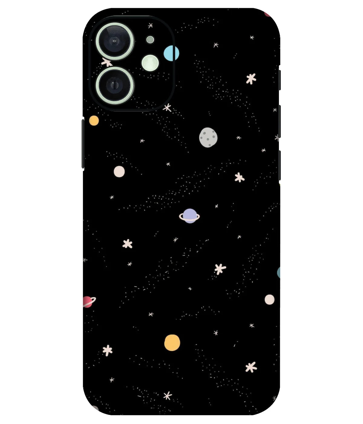 Image of a phone case featuring a mobile skin with a graphic design.