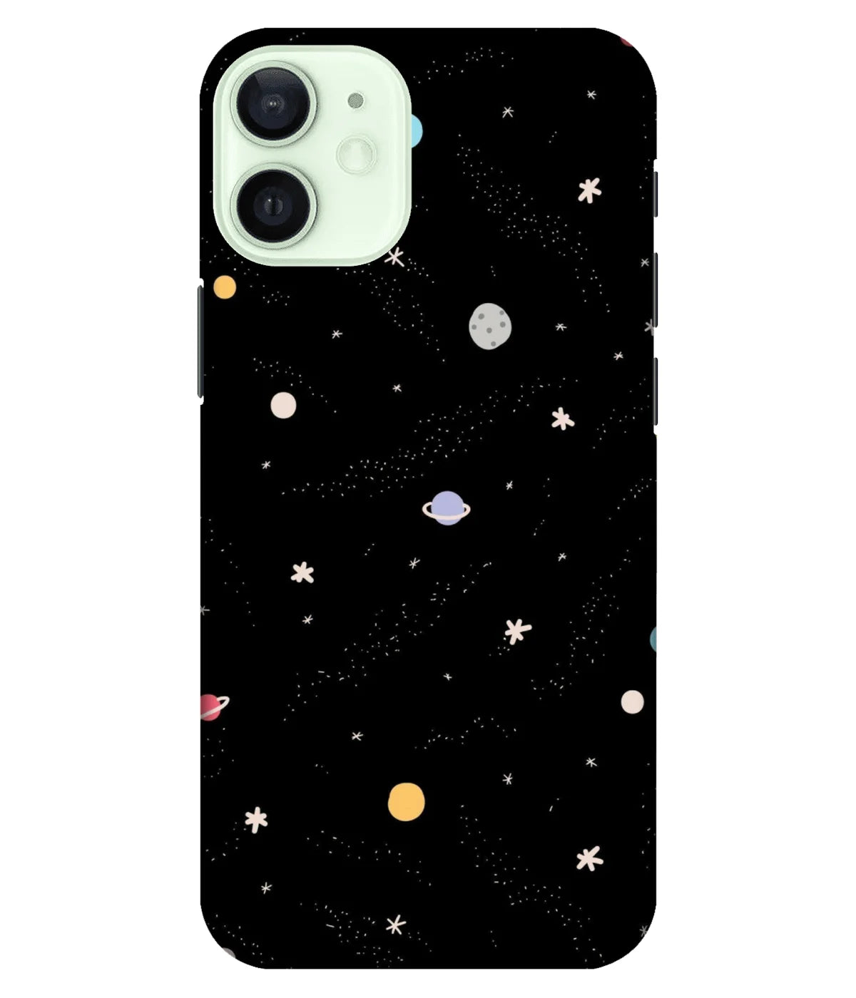 A product shot of a slim hard case with a colorful design.