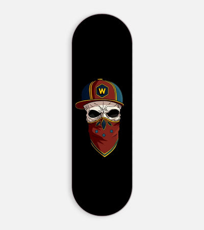 Mobile phone grip slider with a colorful design on a white background