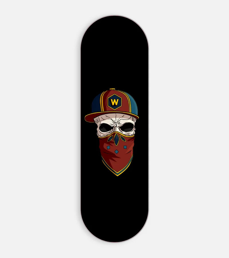 Mobile phone grip slider with a colorful design on a white background