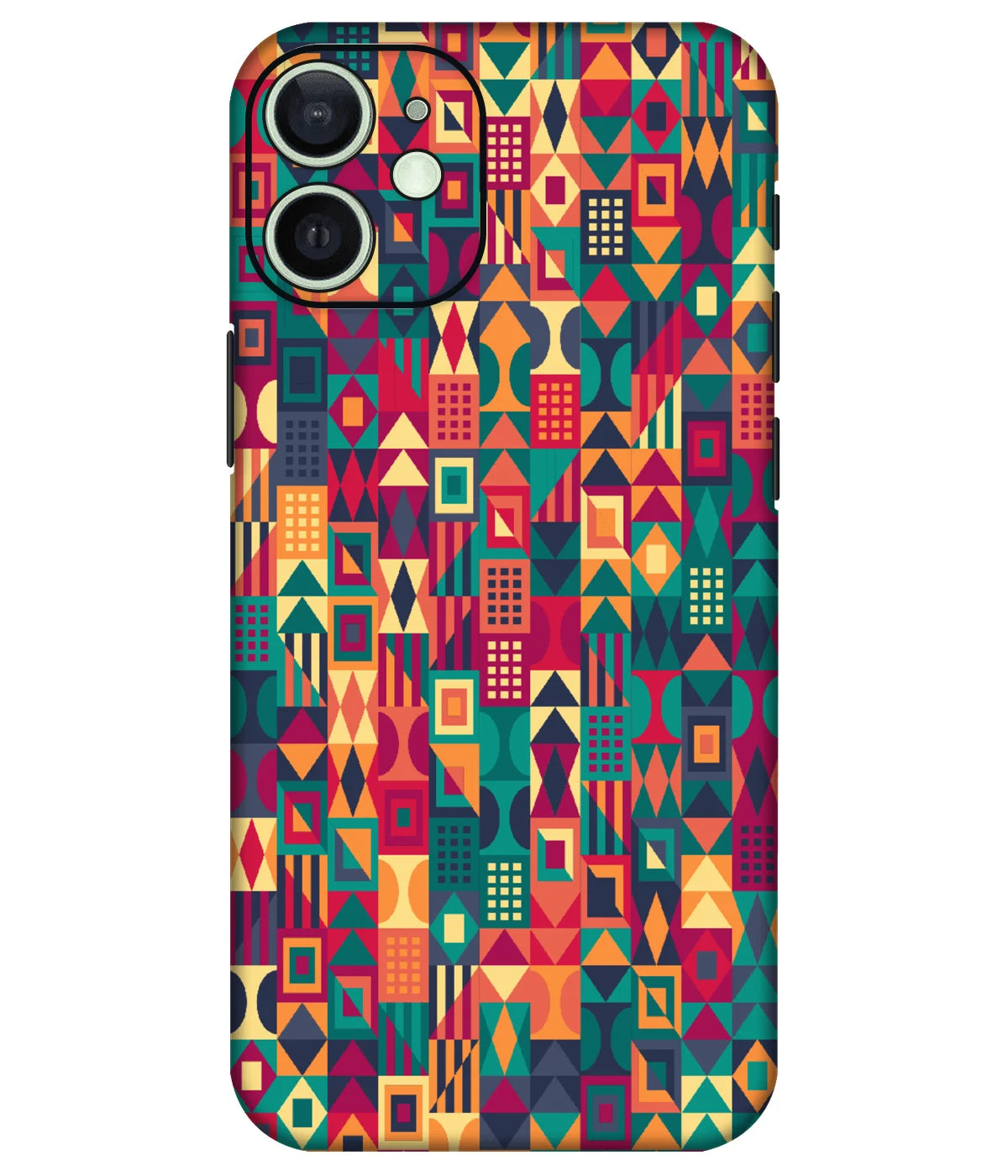 Image of a phone case featuring a mobile skin with a graphic design.