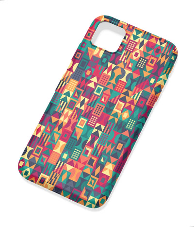 An angled view of a soft silicone case featuring a colorful design.