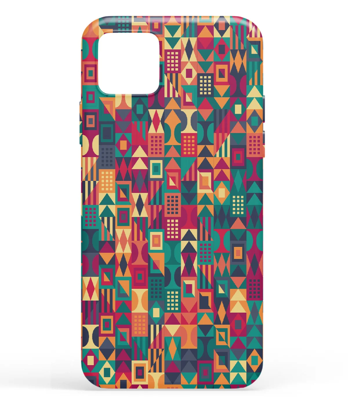 A front-on view of soft silicone phone case with a colorful design.