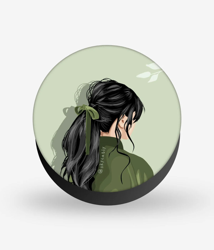 Girl Artwork Green Phone Grip