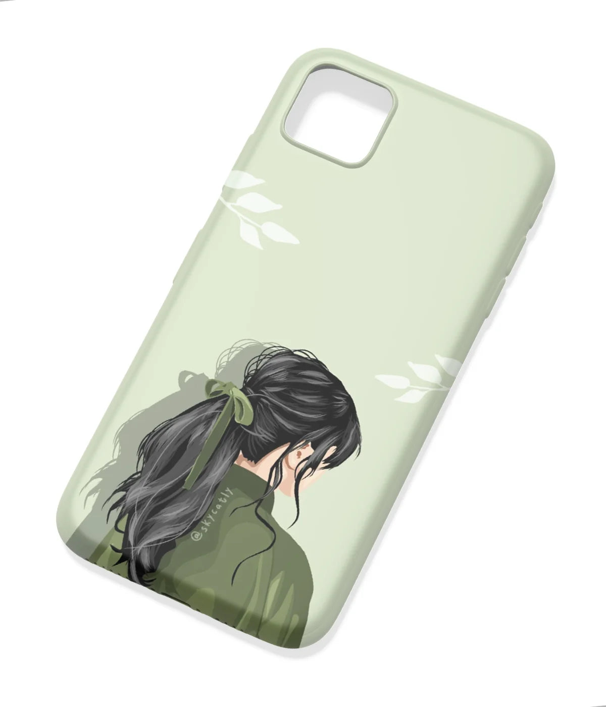 An angled view of a soft silicone case featuring a colorful design.