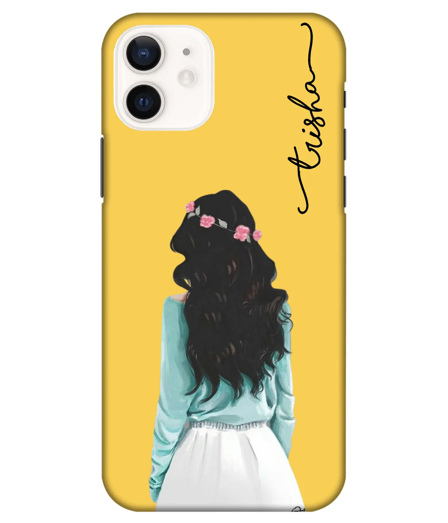 Girl Artwork Yellow Slim Hard Custom Name Case