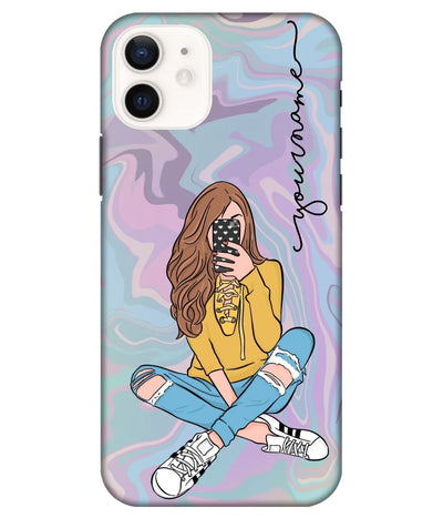 A product shot of a slim hard case with a customizable name.