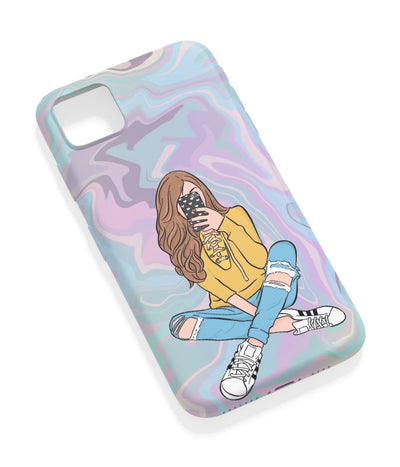 An angled view of a soft silicone case featuring a vibrant design.