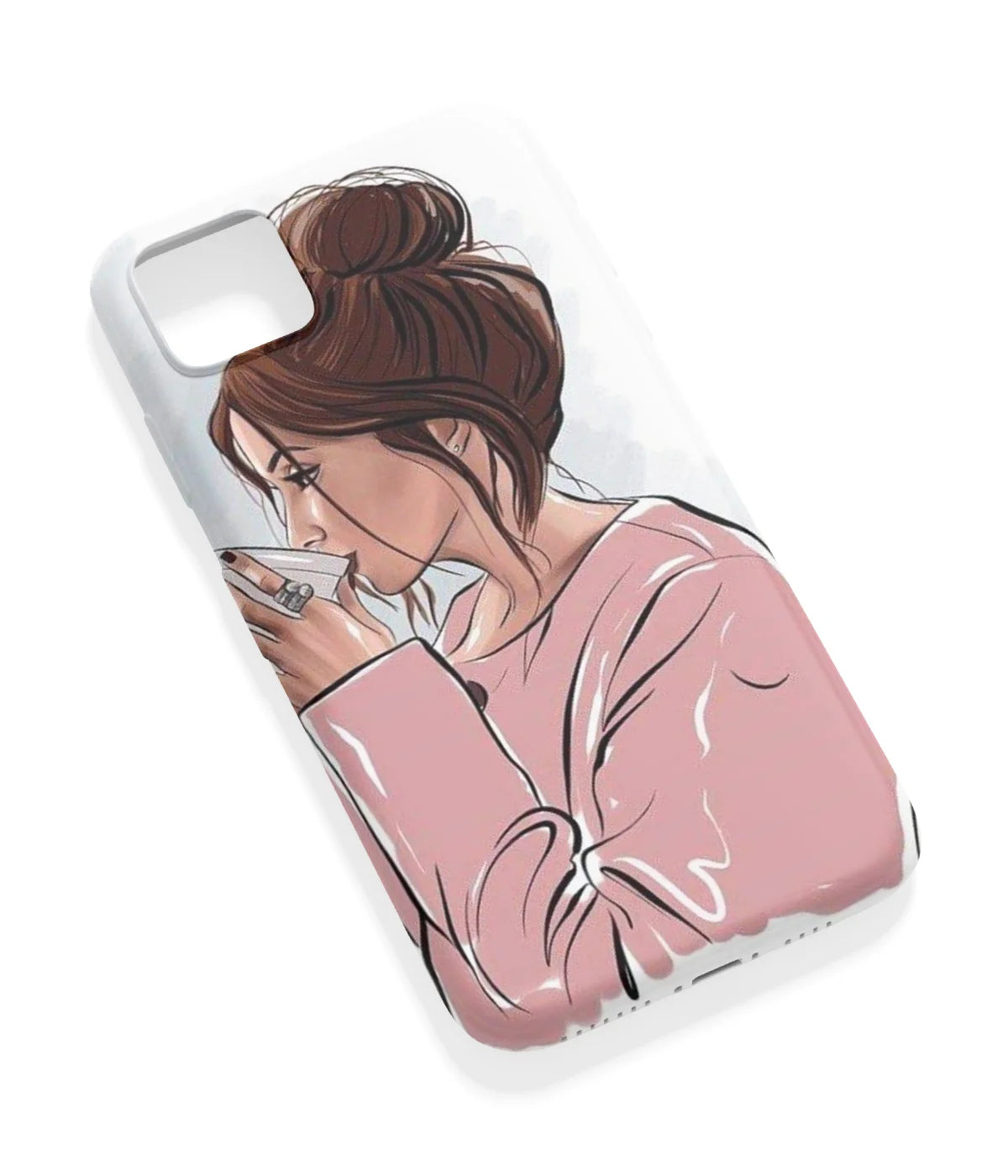 An angled view of a soft silicone case featuring a vibrant design.