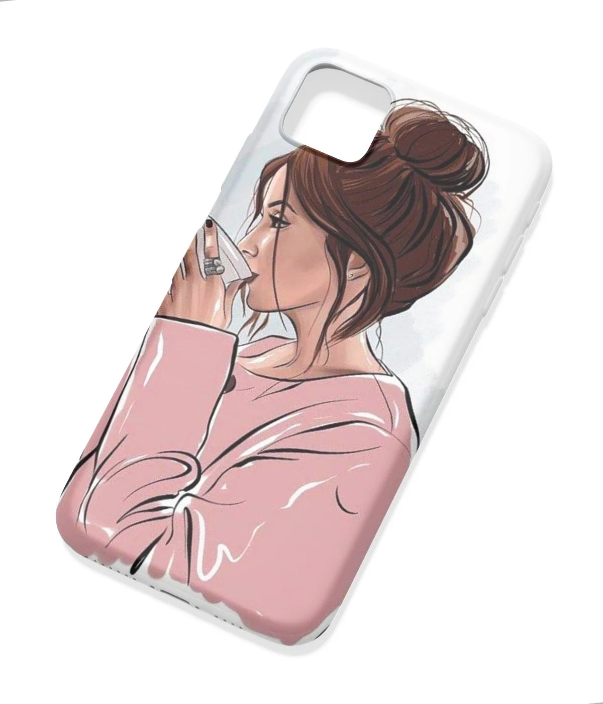 An angled view of a soft silicone case featuring a colorful design.