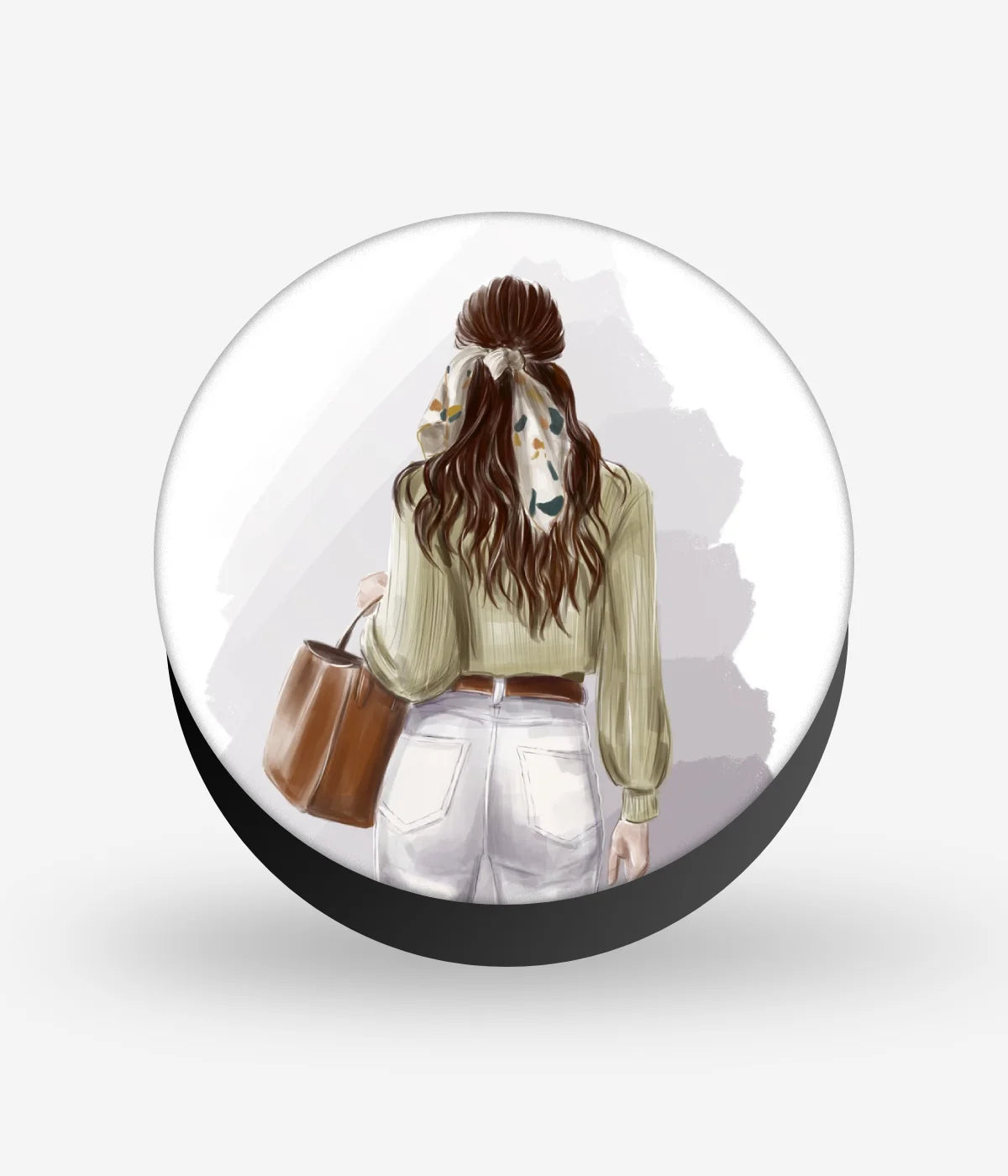 Mobile phone grip with a colorful design on a white background