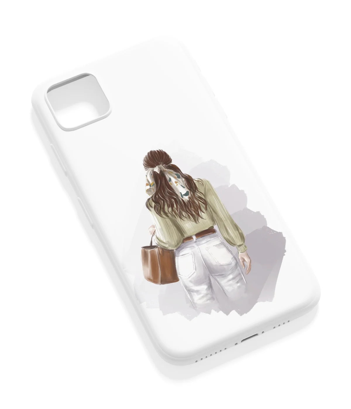 An angled view of a soft silicone case featuring a vibrant design.