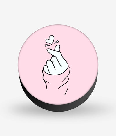 Mobile phone grip with a colorful design on a white background