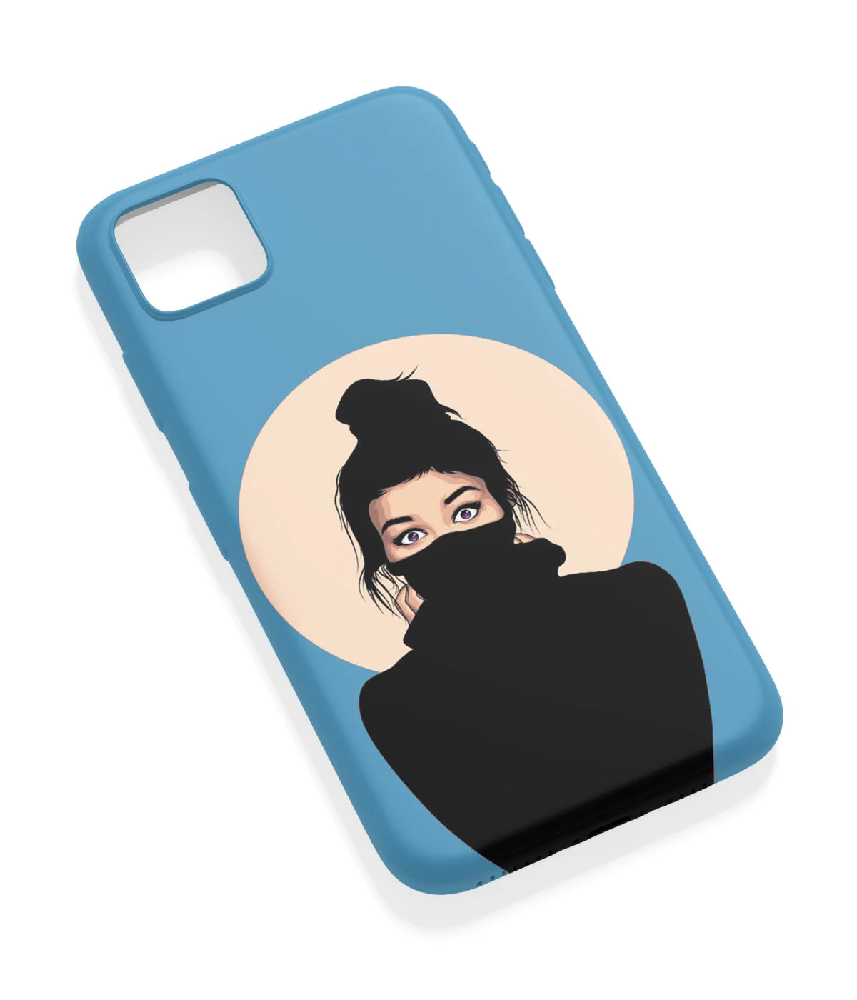 An angled view of a soft silicone case featuring a vibrant design.