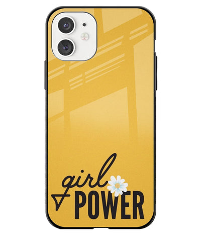 A front-on view of a glass phone case with a colorful design.