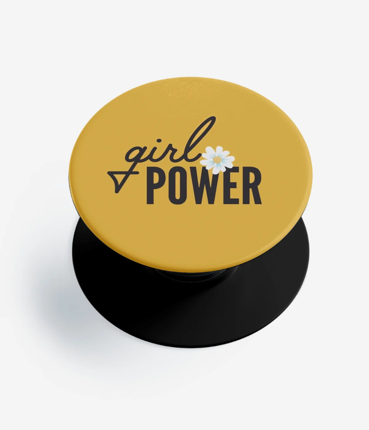 A top-down view of a phone grip holder on a clean white background