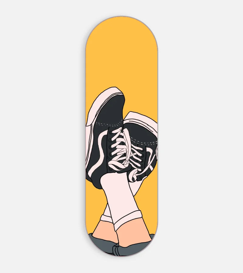 Mobile phone grip slider with a colorful design on a white background