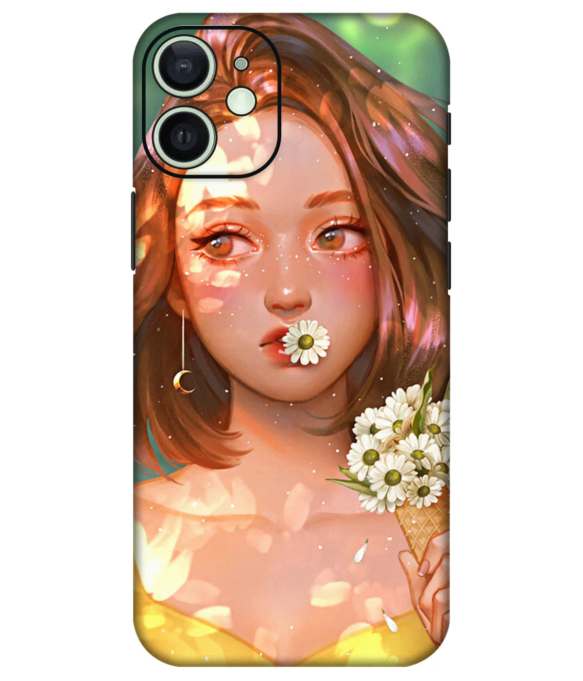 Image of a phone case featuring a mobile skin with a graphic design.