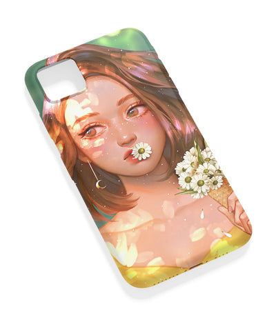 An angled view of a soft silicone case featuring a vibrant design.