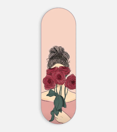 Mobile phone grip slider with a colorful design on a white background