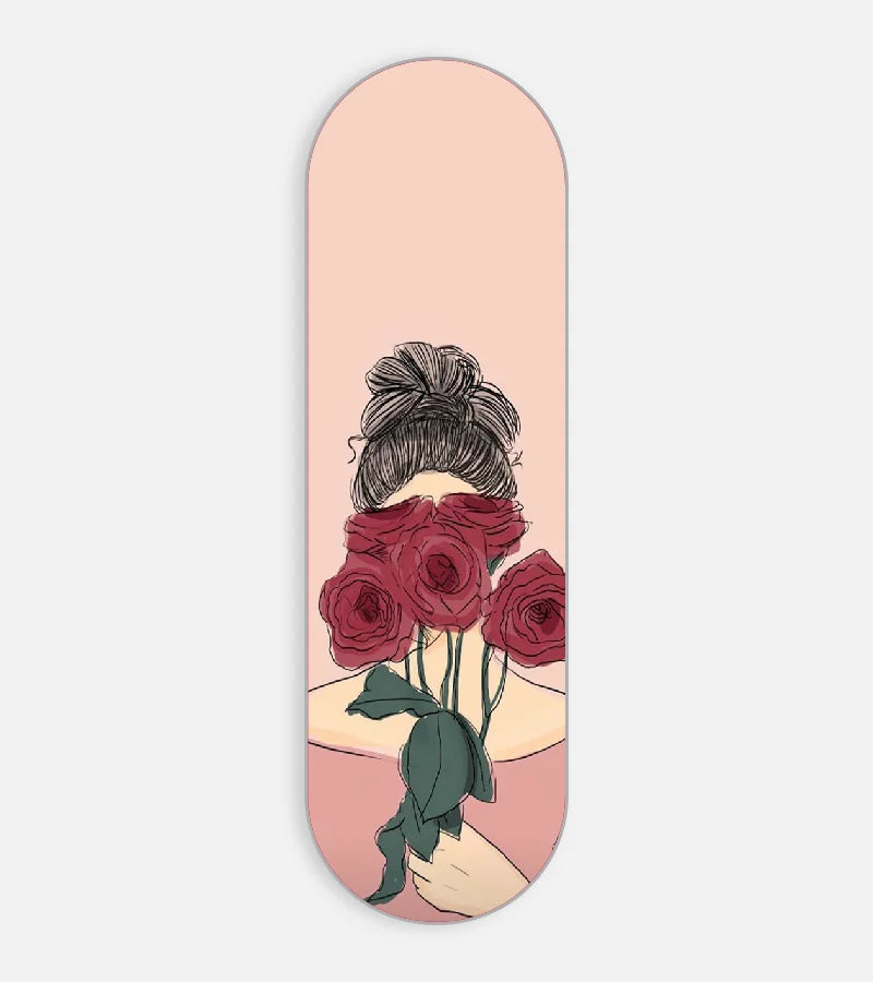 Mobile phone grip slider with a colorful design on a white background