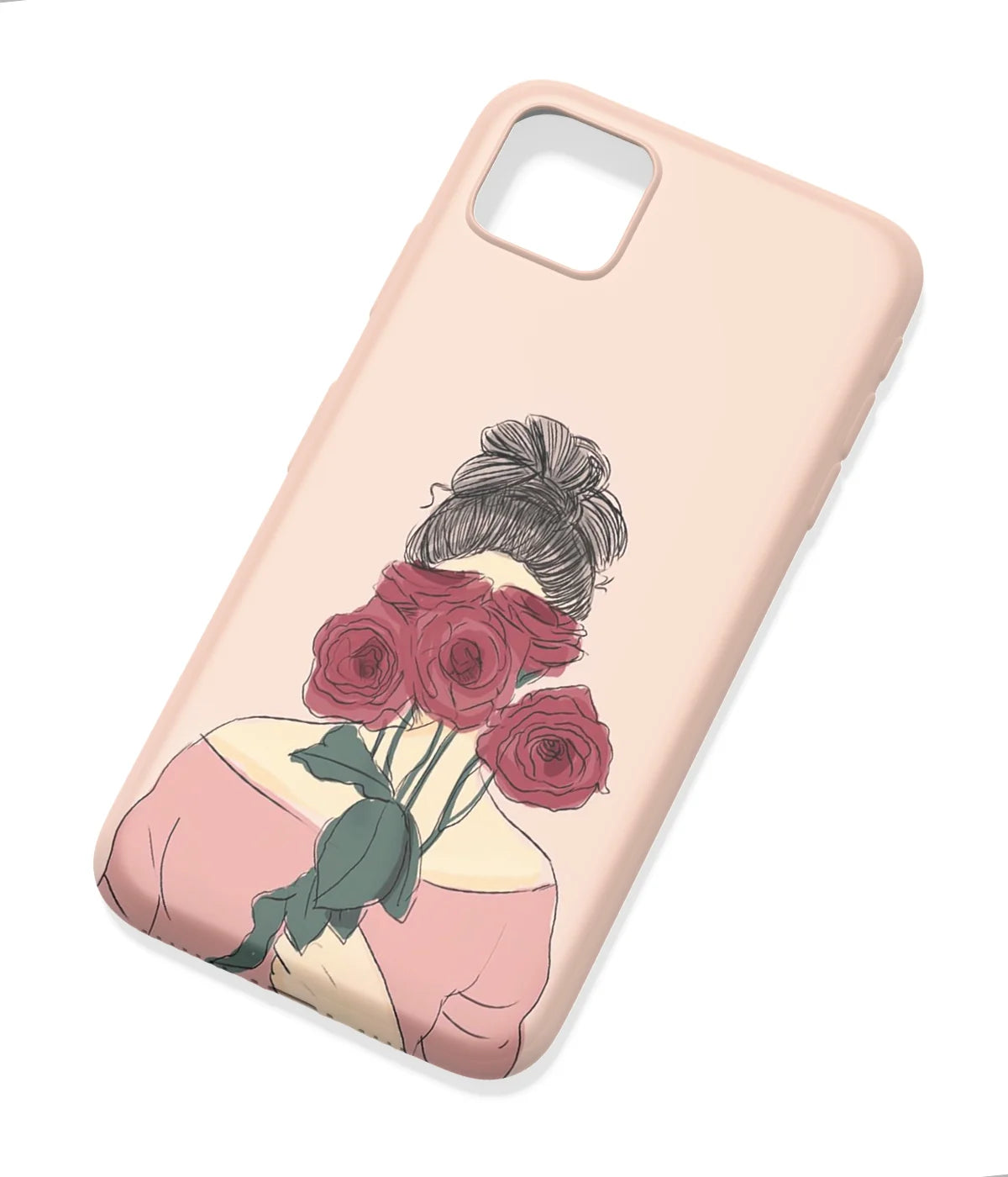 An angled view of a soft silicone case featuring a colorful design.