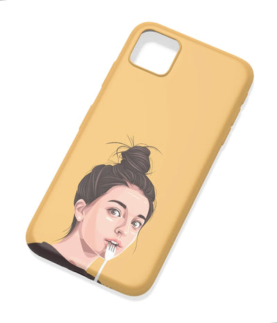 An angled view of a soft silicone case featuring a colorful design.