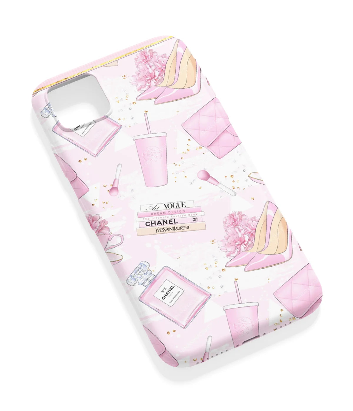 An angled view of a soft silicone case featuring a vibrant design.