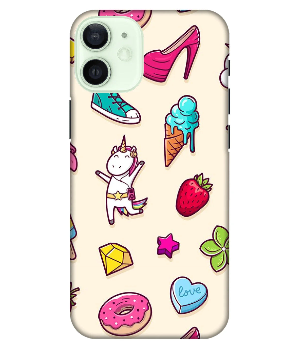 A product shot of a slim hard case with a colorful design.