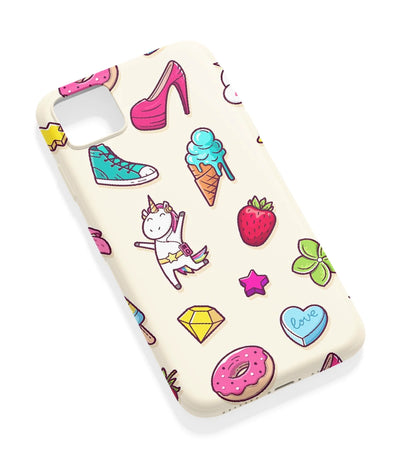 An angled view of a soft silicone case featuring a vibrant design.