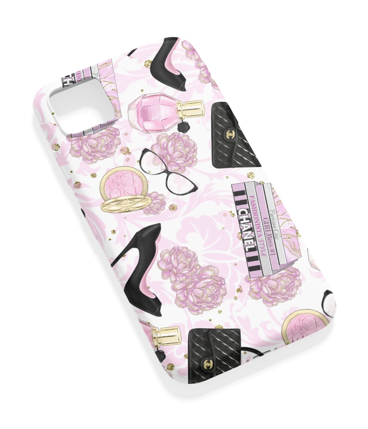 An angled view of a soft silicone case featuring a vibrant design.