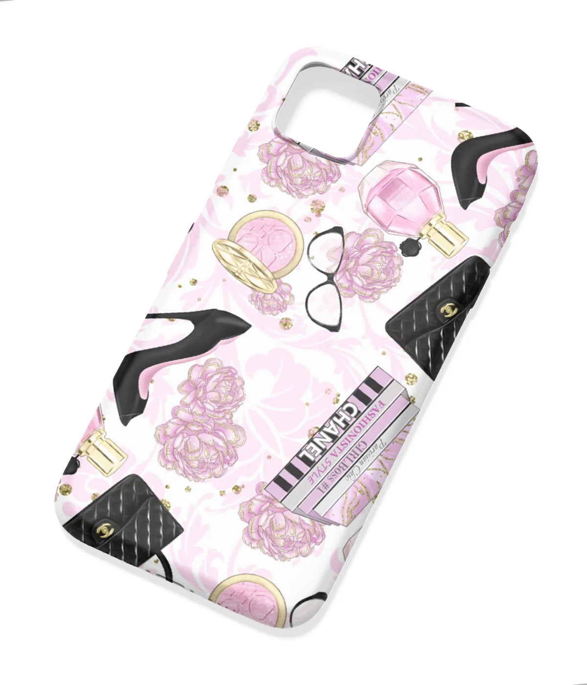 An angled view of a soft silicone case featuring a colorful design.