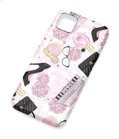 An angled view of a soft silicone case featuring a colorful design.