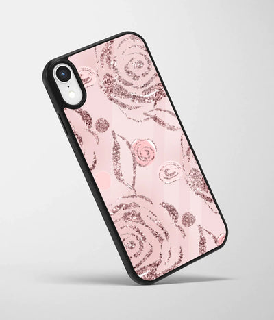 An angled view of a glass phone case featuring a vibrant design.