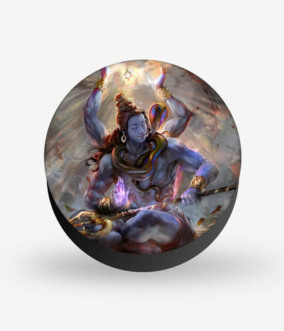 Mobile phone grip with a colorful design on a white background