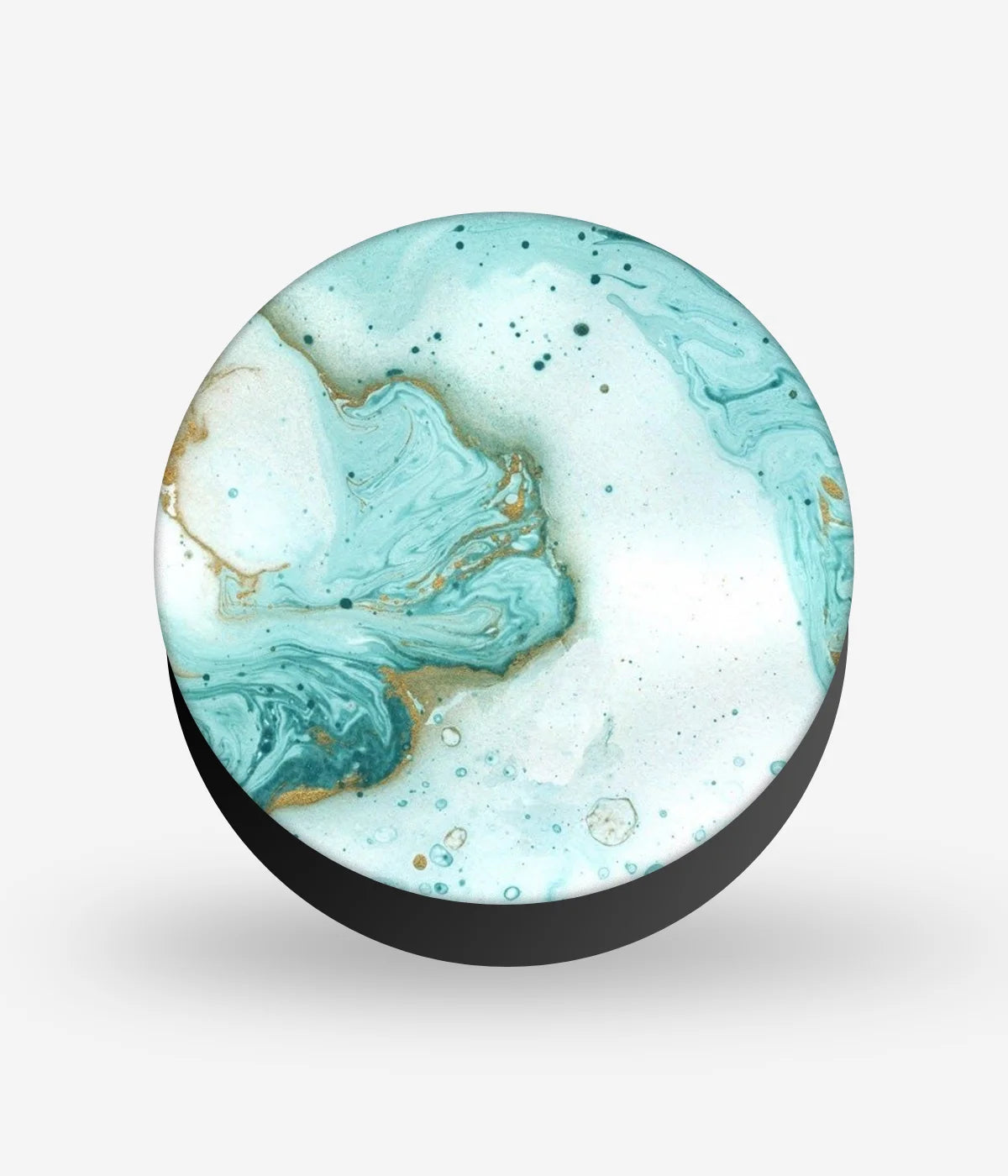 Mobile phone grip with a colorful design on a white background