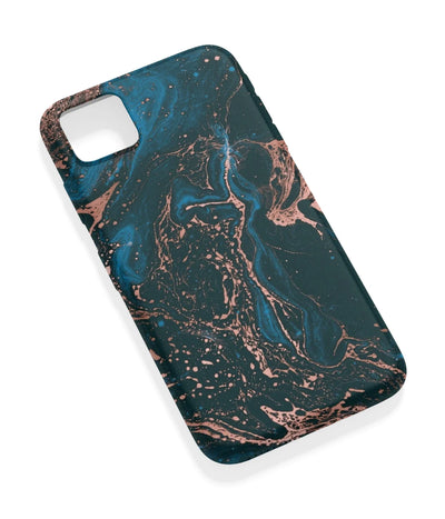 An angled view of a soft silicone case featuring a vibrant design.
