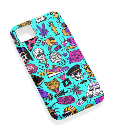 An angled view of a soft silicone case featuring a vibrant design.