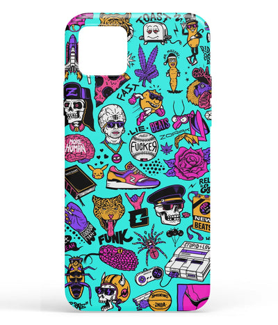 A front-on view of soft silicone phone case with a colorful design.
