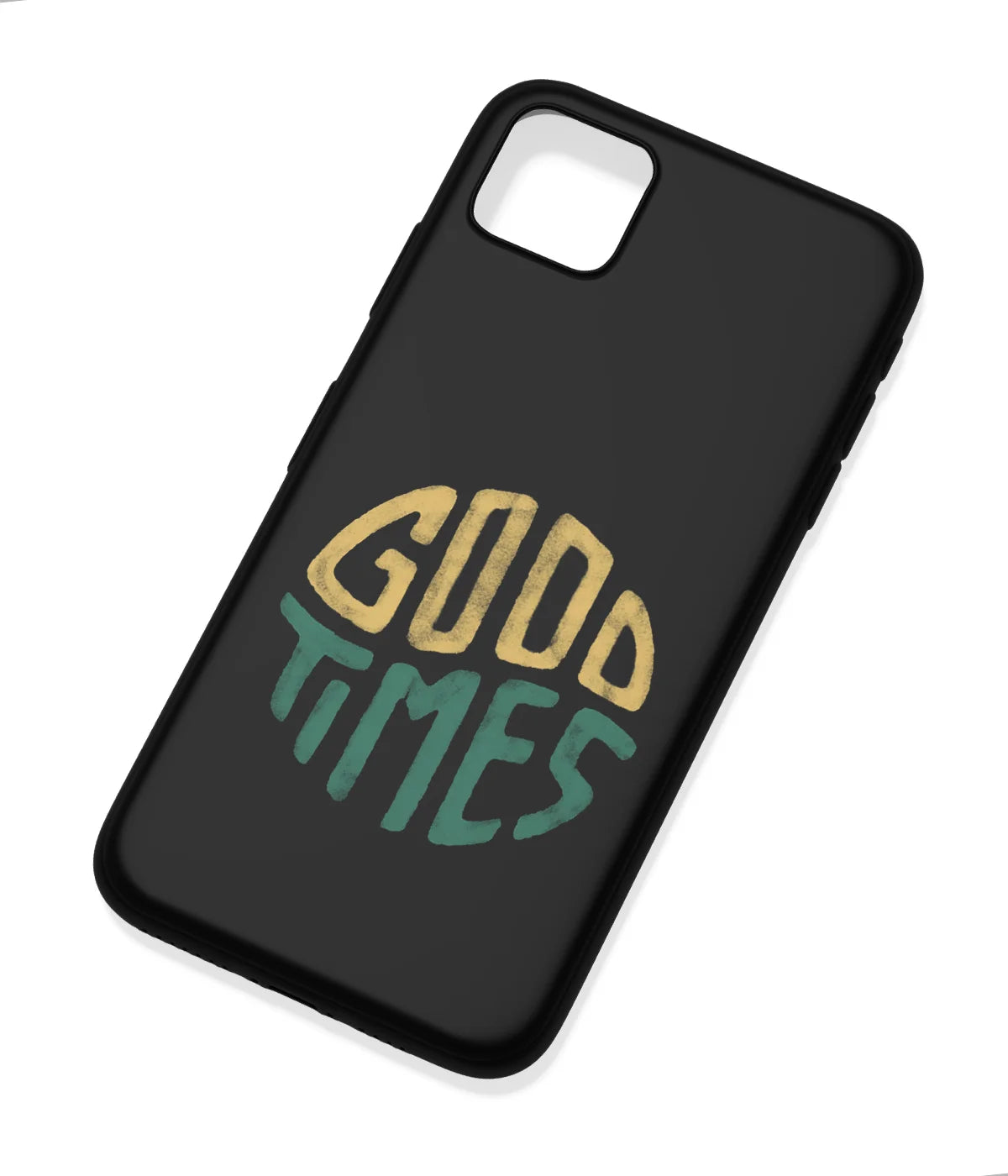 An angled view of a soft silicone case featuring a colorful design.