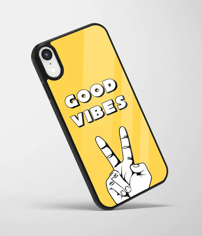 An angled view of a glass phone case featuring a vibrant design.